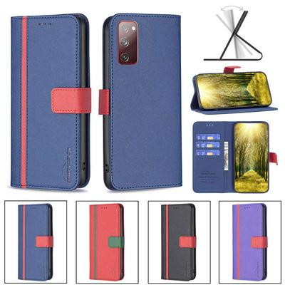 For Samsung Galaxy S20 FE Stitching Color Cross Pattern BF13 Style PU Leather Wallet Phone Case 