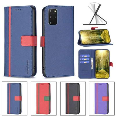For Samsung Galaxy S20 Plus Stitching Color Cross Pattern BF13 Style PU Leather Wallet Phone Case 
