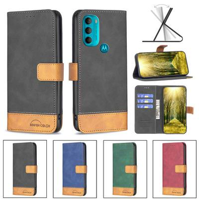 For Motorola Moto G71 5G Stitching Color Skin Feel BF11 Style PU Leather Wallet Phone Case