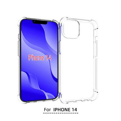 Anti-Fingerprint Non-Slip Waterproof Four Corners Shockproof Transparent Soft TPU Back Cover Protective Case for iPhone 14