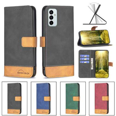 For Samsung Galaxy M23 5G Stitching Color Skin Feel BF11 Style PU Leather Wallet Phone Case