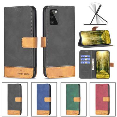 For Samsung Galaxy A41 Stitching Color Skin Feel BF11 Style PU Leather Wallet Phone Case