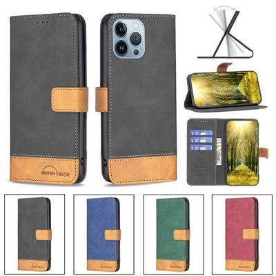 For iPhone 13 Pro Stitching Color Skin Feel BF11 Style PU Leather Wallet Phone Case