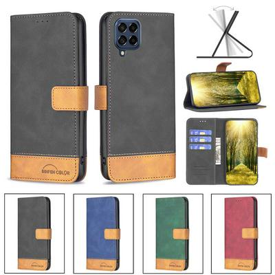 For Samsung Galaxy M53 5G Stitching Color Skin Feel BF11 Style PU Leather Wallet Phone Case