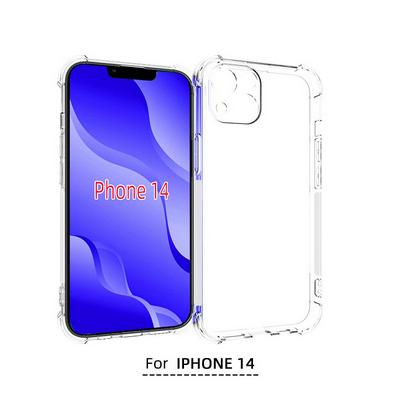 Anti-Fingerprint Non-Slip Waterproof Four Corners Shockproof Transparent Soft TPU Back Cover Protective Case for iPhone 14