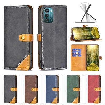 For Nokia G21/G11 Stitching Color Double Line BF12 Style PU Leather Wallet Phone Case