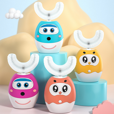 Fully Automatic Kids U-Shaped Silicone Electric Toothbrush Cartoon Portable Rechargeable Oral Cleaning Toothbrushs