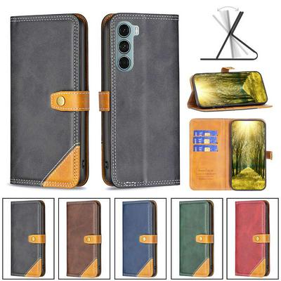 For Motorola Moto G200 5G/Motorola Edge S30 5G Stitching Color Double Line BF12 Style PU Leather Wallet Phone Case