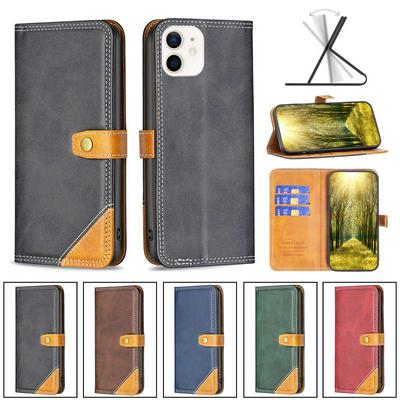 For iPhone 12 mini(5.4) Stitching Color Double Line BF12 Style PU Leather Wallet Phone Case