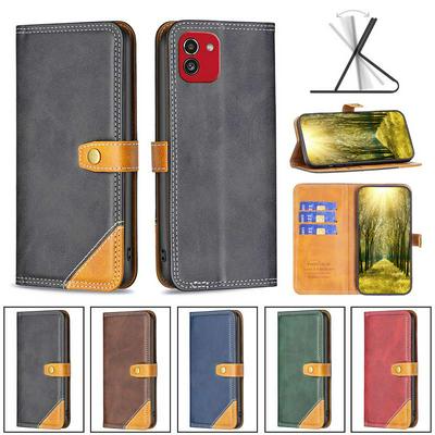 For Samsung Galaxy A03 European Version Stitching Color Double Line BF12 Style PU Leather Wallet Phone Case