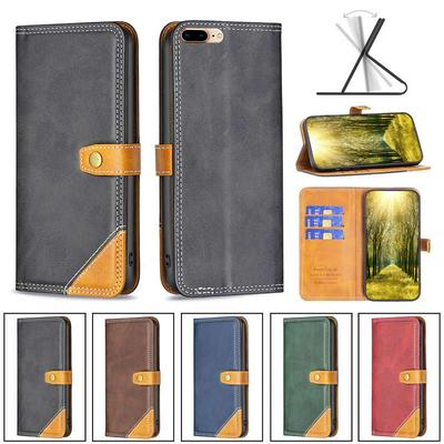 For iPhone 7 Plus/8 Plus Stitching Color Double Line BF12 Style PU Leather Wallet Phone Case