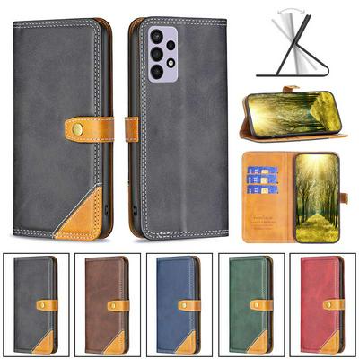For Samsung Galaxy A72 4G Stitching Color Double Line BF12 Style PU Leather Wallet Phone Case