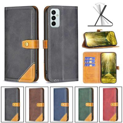 For Samsung Galaxy M23 5G Stitching Color Double Line BF12 Style PU Leather Wallet Phone Case