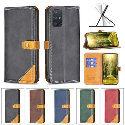 For Samsung Galaxy A71 4G Stitching Color Double Line BF12 Style PU Leather Wallet Phone Case