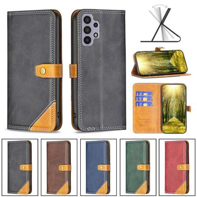For Samsung Galaxy A32 5G Stitching Color Double Line BF12 Style PU Leather Wallet Phone Case