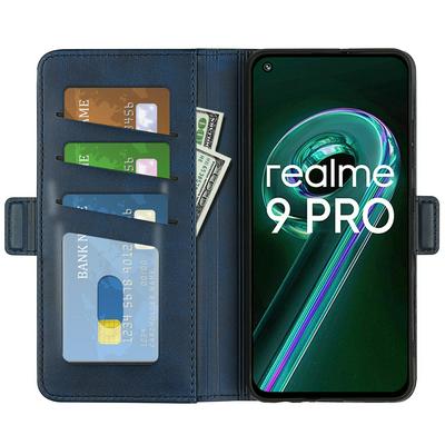 For OnePlus Nord CE 2 Lite 5G/OPPO Realme 9 Pro/OPPO Realme V25 Double Buckle Wallet Style Folio Flip Leather Case with Stand and Card Slots Function