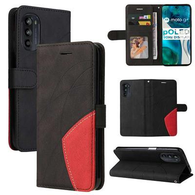 For Motorola Moto G52 4G Double-color Stitching Scratch Resistant Wallet Leather Case 