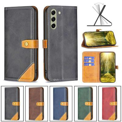 For Samsung Galaxy S21 FE Stitching Color Double Line BF12 Style PU Leather Wallet Phone Case