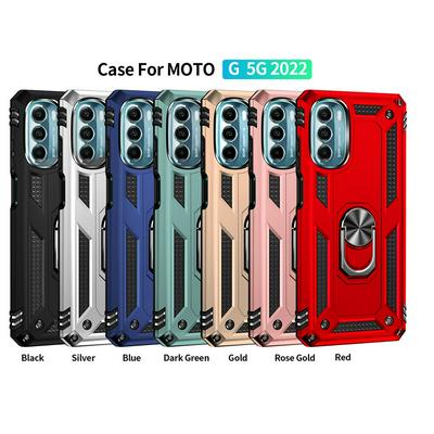 Sergeant Shockproof Drop-proof PC+TPU Phone Protective Case with Metal Ring Kickstand and Metal Patch for Motorola Moto G 5G 2022