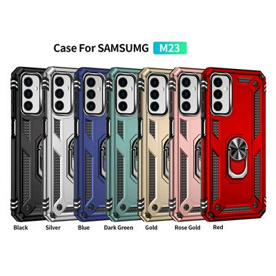 Sergeant Shockproof Drop-proof PC+TPU Phone Protective Case with Metal Ring Kickstand and Metal Patch for Samsung Galaxy M23