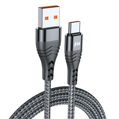 66W 6A USB to USB-C / Type-C Weave Fast Charging Data Cable, Length:0.5m/1m/2m/3m