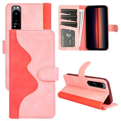 For Sony Xperia 1 IV Splicing Folio Flip Scratch Resistant PU Leather+TPU Phone Case