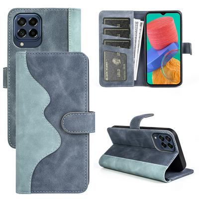 For Samsung Galaxy M33 5G Splicing Folio Flip Scratch Resistant PU Leather+TPU Phone Case