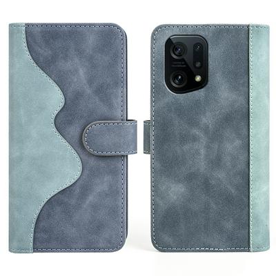 For Oppo Find X5 Splicing Folio Flip Scratch Resistant PU Leather+TPU Phone Case