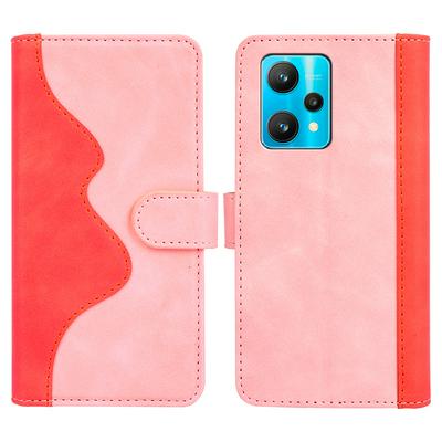 For Oppo Realme 9 Pro/Realme V25/OnePlus Nord CE 2 Lite 5G Splicing Folio Flip Scratch Resistant PU Leather+TPU Phone Case