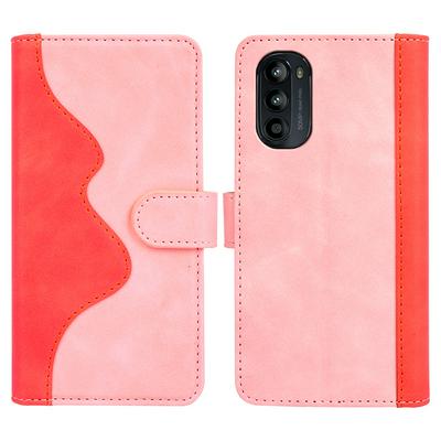 For Motorola Moto G52 4G Splicing Folio Flip Scratch Resistant PU Leather+TPU Phone Case