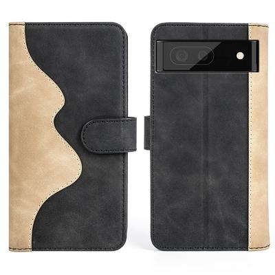 For Google Pixel 7 Splicing Folio Flip Scratch Resistant PU Leather+TPU Phone Case