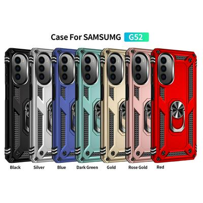 Sergeant Shockproof Drop-proof PC+TPU Phone Protective Case with Metal Ring Kickstand and Metal Patch for Motorola Moto G52