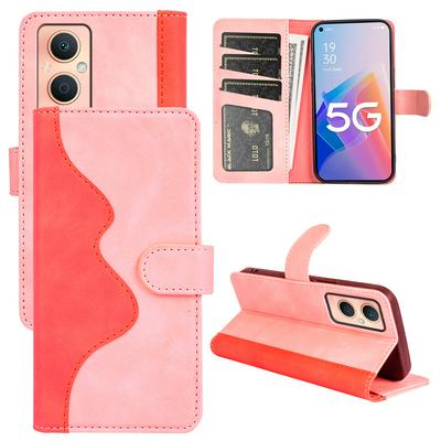 For Oppo A96 5G(China)/F21 Pro 5G/Reno7 Lite/Reno7 Z 5G Splicing Folio Flip Scratch Resistant PU Leather+TPU Phone Case