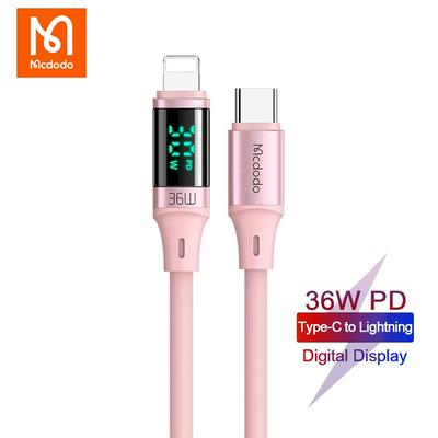 Mcdodo CA-193 36W PD Type-C to lightning Silicone Data Cable For iPhone 11 12 13 Max Pro X XS iPad 8 7 5 6 With LED light Fast Charge