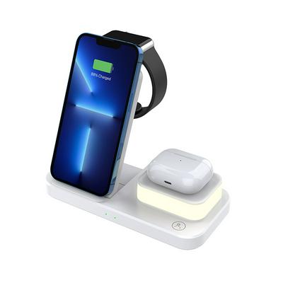 Foldable 3-in-1 Wireless Charger with Night Light for Apple Watch + Phone + Headphones
