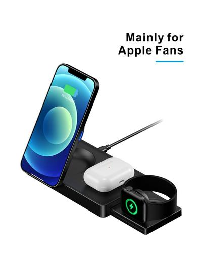 Three-in-one Folding Magnetic Wireless Charger for iPhone and Android