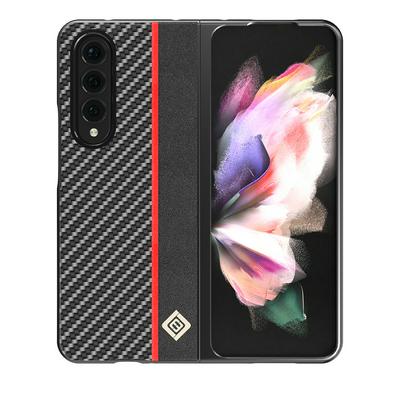 For Samsung Galaxy Z Fold4 5G Carbon Fiber Pattern Anti-fall Leather Case