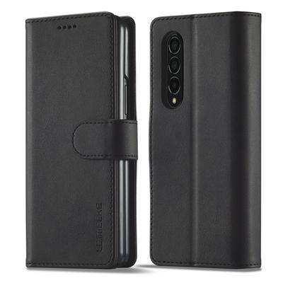 For Samsung Galaxy Z Fold4 5G Magnetic Button Calf Pattern PU Leather + TPU Wallet Phone Case