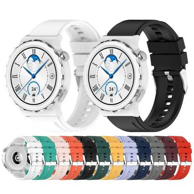 Silver button 20mm protruding head silicone strap For For Huawei GT3 Pro 43mm, Huawei GT3 42mm, GT2 42mm