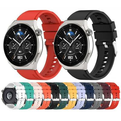 22mm silver buckle convex head silicone strap is suitable for Huawei GT3 pro46mm gt2pro46mm GT2 46mm watch3 watch3 pro