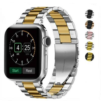 Stainless Steel Watch Band Metal Strap Replacement with Butterfly Buckle for Apple Watch Series 7 6 SE 5 4 3 2 1 （45mm 44mm 42mm 41mm 40mm 38mm）