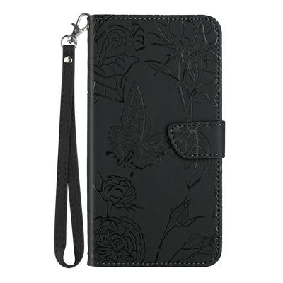 For iPhone 14 Pro Embossed Skin Feel Scratch Resistant PU Leather Wallet Phone Case