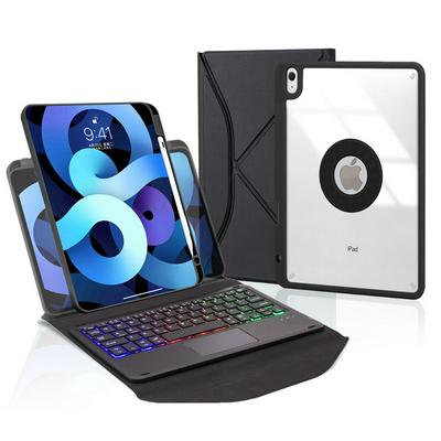 Z098B-AS is applicable to iPad air5 10.9/air4 10.9 pen slot triangle rear support transparent shell with touch control and backlight split Bluetooth keyboard leather case