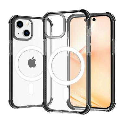 For iPhone 14 Acrylic Four Corners Drop-proof Magnetic PC Back Cover Phone Case