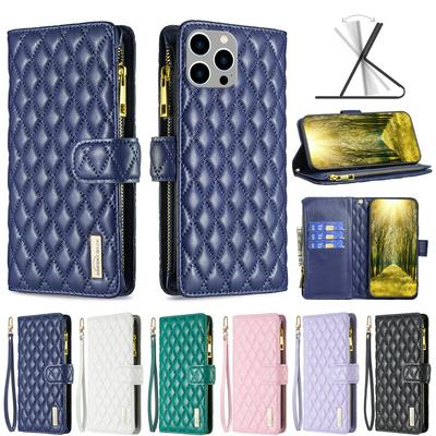 For iPhone 14 Pro Max BF15 Small Fragrant Wind Zippered Wallet Leather Phone Case