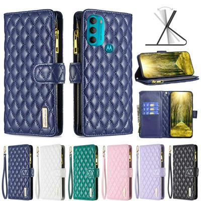 For Motorola Moto G71 5G BF15 Small-fragrant Wind Zipper Wallet Leather Phone Case