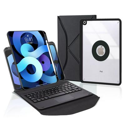 Z102B-A is applicable to for iPad 10.2 2021/2020/2019 pen slot triangle rear support transparent shell split with touch Bluetooth keyboard leather case