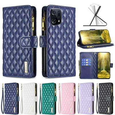 For Oppo Find X5 BF15 Small-fragrant Wind Zipper Wallet Leather Phone Case