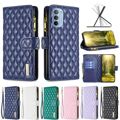 For Motorola Moto G31/G41 BF15 Small-fragrant Wind Zipper Wallet Leather Phone Case