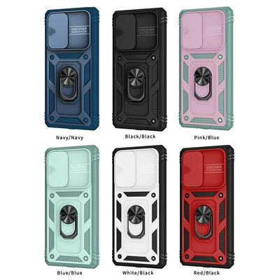 Ring Holder Kickstand Camera Slide Cover Design PC + TPU Phone Back Cover Case for Samsung Galaxy S21 Ultra 5G